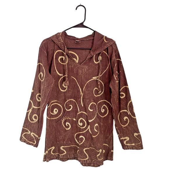 Vintage Women's Hoodie Nepal Hippie Festival Hand Dyed Acid Wash Swirl Free Size - Picture 1 of 7